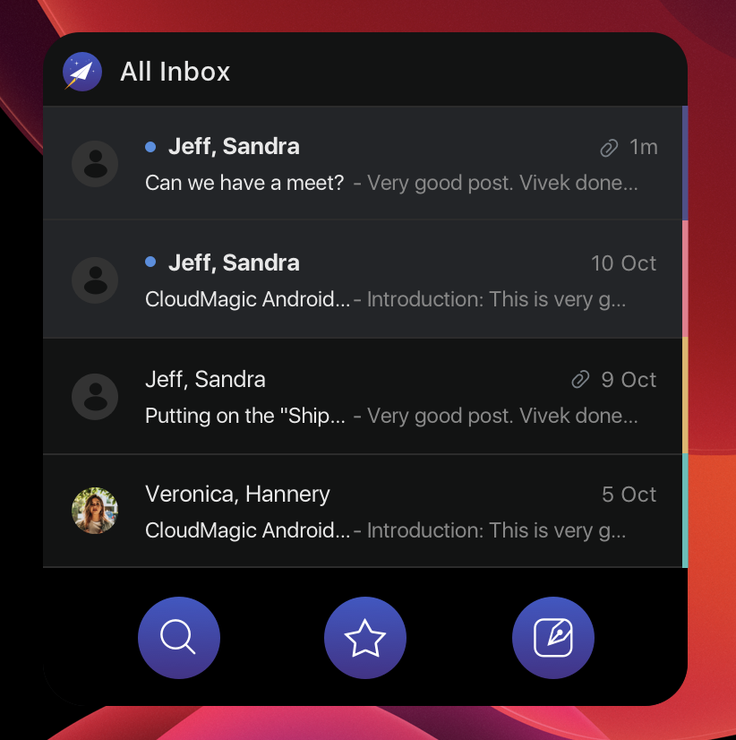 Screenshot of newton mail inbox