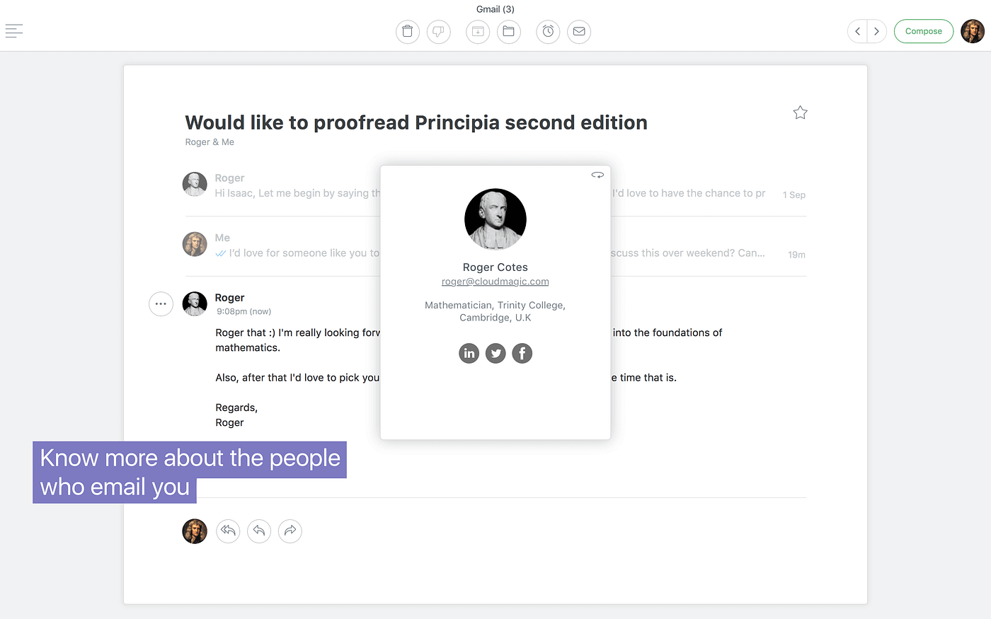 screenshots showing people details who email you