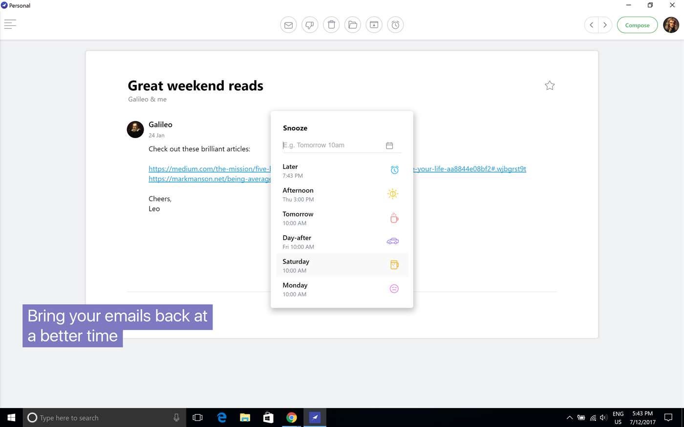 bring your emails back at better time