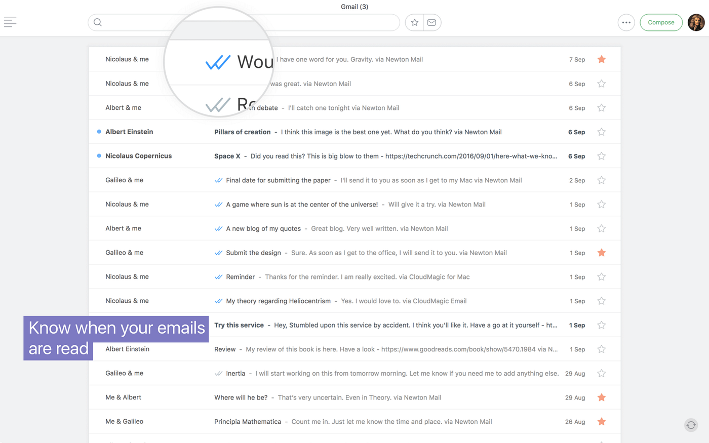 Screenshot of email tracking
