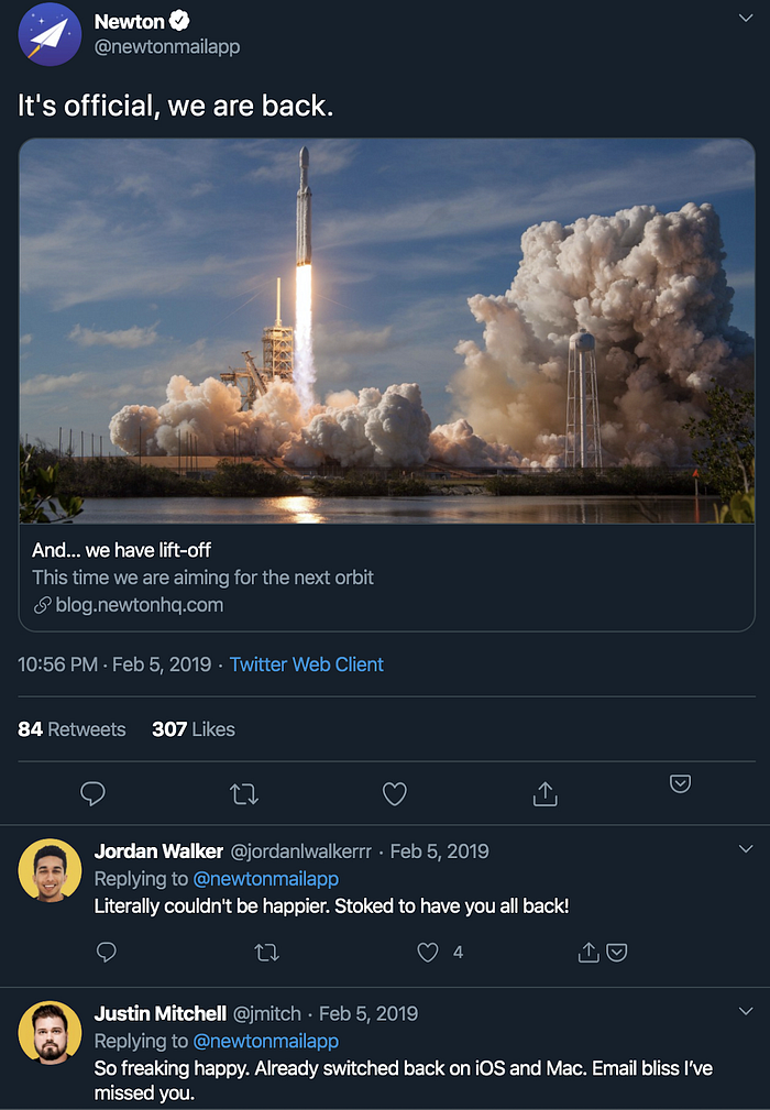 Screenshot of Newtons twitter profile