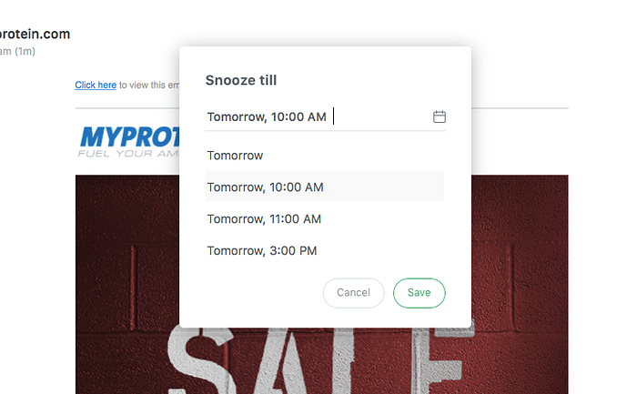 Screenshot of customize you timings