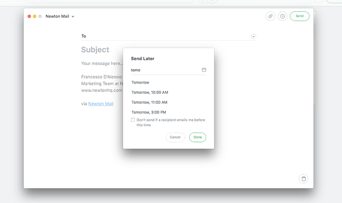 Newton mail send later demo